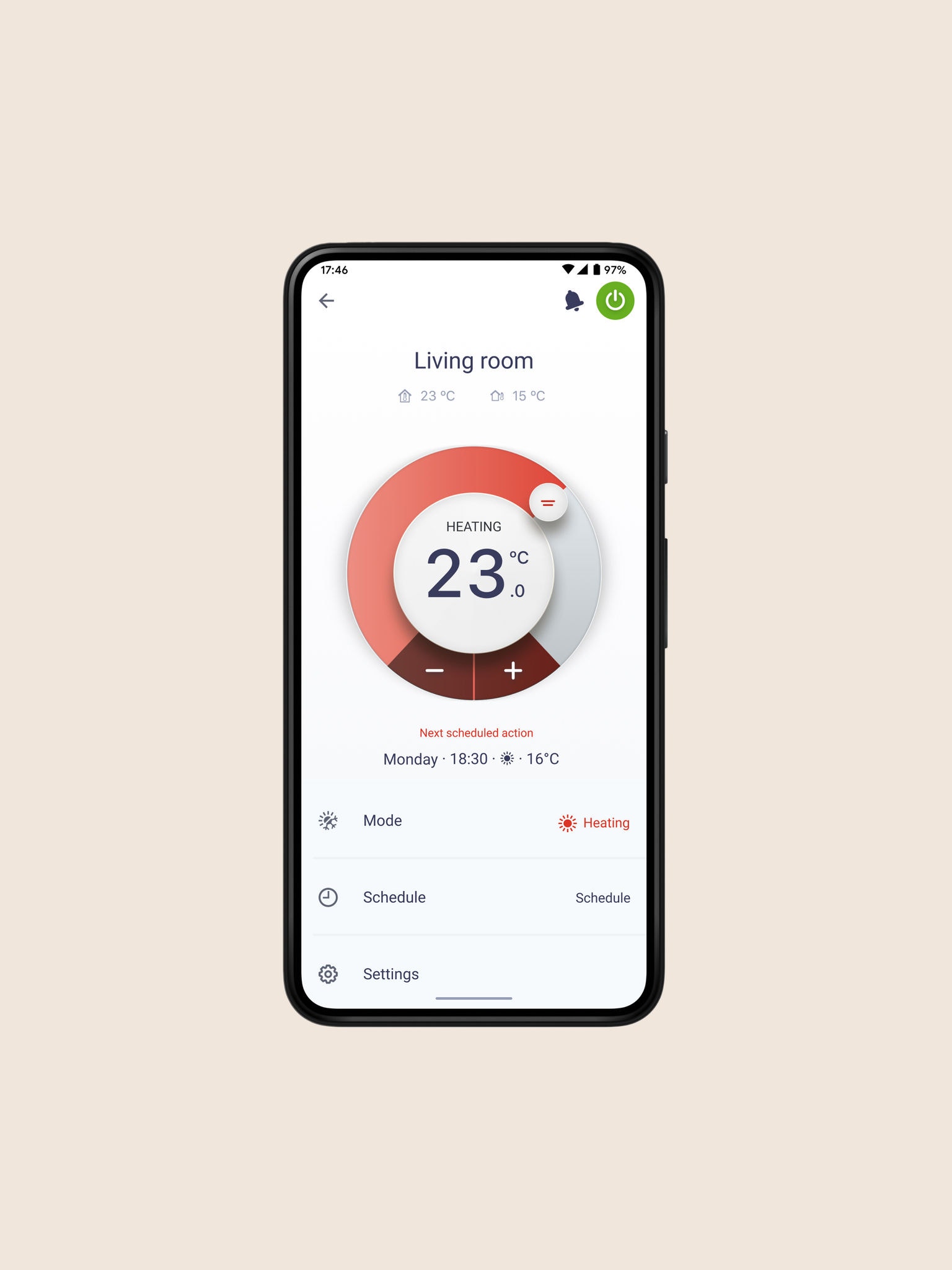 Packshot: Onecta app displayed on smartphone